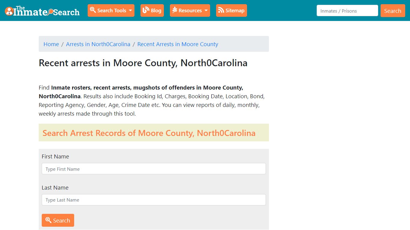 Recent arrests in Moore County, North Carolina